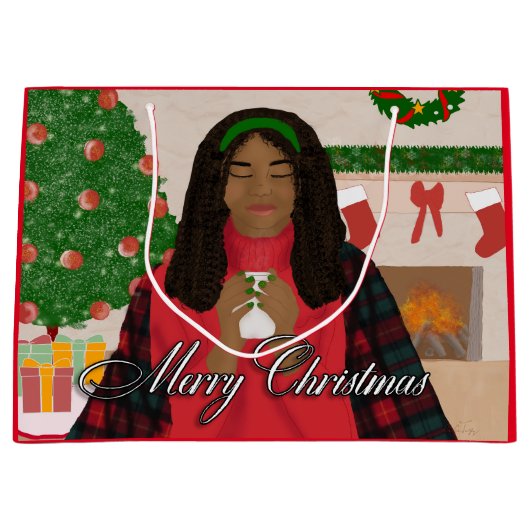 Frohe Weihnachten im Schnee Große Geschenktüte (Vorderseite)