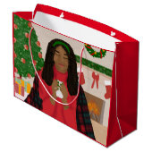 Frohe Weihnachten im Schnee Große Geschenktüte (Rückseite Schrägansicht)