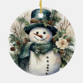 Frohe Weihnachten im Schneemann Keramik Ornament (Hinten)