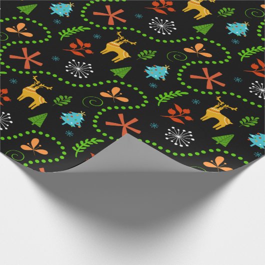 Frohe Weihnachten im Wald | Blau Geschenkpapier (Ecke)