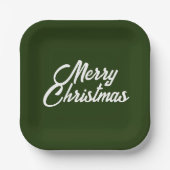 Frohe Weihnachten im Wald/Dunkelgrün Pappteller (Vorderseite)