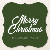 Frohe Weihnachten im Wald/Dunkelgrün Untersetzer (Vorderseite)