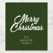 Frohe Weihnachten im Wald/Dunkelgrün Weinetikett (Einzelnes Label)