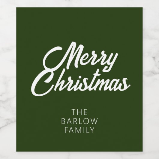 Frohe Weihnachten im Wald/Dunkelgrün Weinetikett (Einzelnes Label)