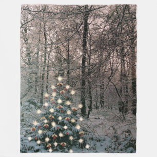 Frohe Weihnachten im Wald Fleecedecke