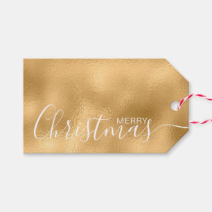 Frohe Weihnachten Imitat Gold Weiß Minimalistisch Geschenkanhänger