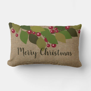 Frohe Weihnachten!   Imitate Burlap Rustikal Lendenkissen