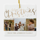 Frohe Weihnachten Imitate Gold 3 Foto Weihnachten Keramikornament (Vorderseite)