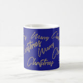 Frohe Weihnachten Imitate Gold Foil und Blue Kaffeetasse (Mittel)