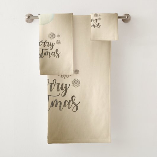 Frohe Weihnachten Imitate Gold Glitzer, Snowman Badhandtuch Set (Insitu)
