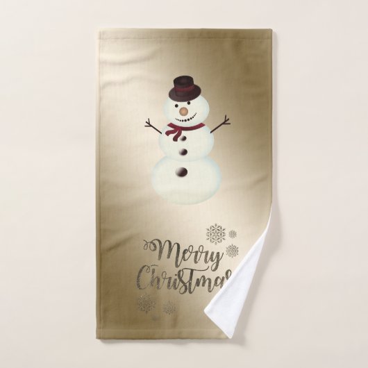 Frohe Weihnachten Imitate Gold Glitzer, Snowman Badhandtuch Set (Handtuch)