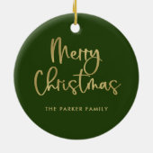 Frohe Weihnachten | Imitate Gold in grüner Lässige Keramik Ornament (Hinten)