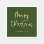 Frohe Weihnachten | Imitate Gold in grüner Lässige Serviette (Vorderseite)