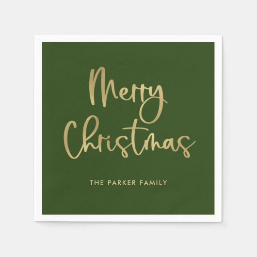 Frohe Weihnachten | Imitate Gold in grüner Lässige Serviette (Vorderseite)