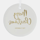 Frohe Weihnachten | Imitate Gold Lässige Script Ornament Aus Glas (Rückseite)