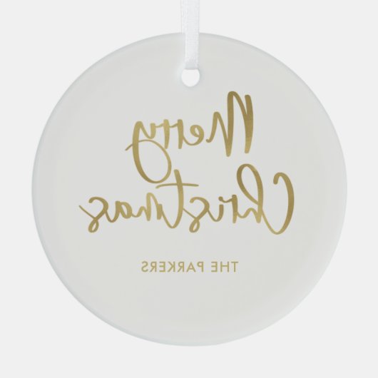 Frohe Weihnachten | Imitate Gold Lässige Script Ornament Aus Glas (Rückseite)