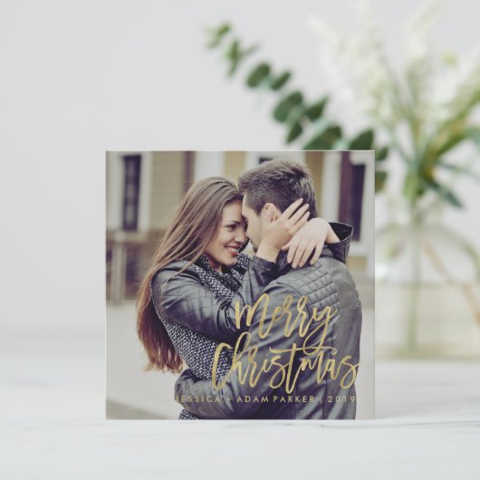 Frohe Weihnachten | Imitate Goldtypografie mit Fot (Stehend Vorderseite)