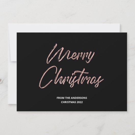 Frohe Weihnachten Imitate Rose Gold Foil und Black (Vorderseite)