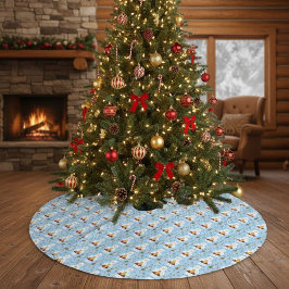 Frohe Weihnachten Imker Muster Polyester Weihnachtsbaumdecke