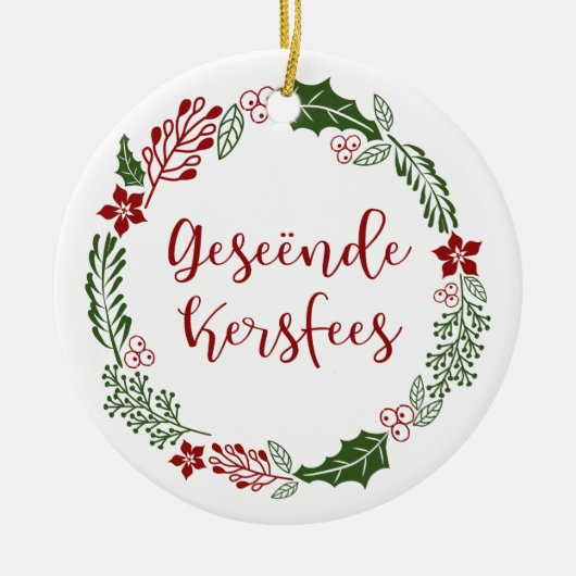 Frohe Weihnachten in Afrikaans Geseënde Kersfees Keramik Ornament (Vorne)