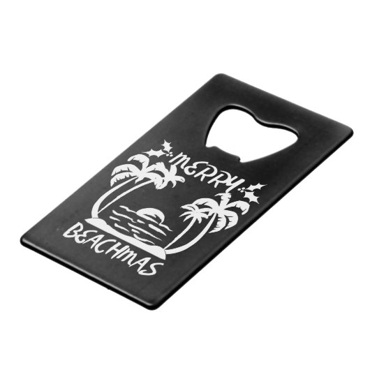 Frohe Weihnachten in Beachmas im Juli Geldbeutel Flaschenöffner (Rückseite Schrägansicht)