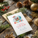 Frohe Weihnachten in Beachmas im Juli Party laden  Einladung<br><div class="desc">Frohe Weihnachten für sehr frohe Weihnachten im Juli Party Einladung mit Surfen Santa und bunten Retro Typografie.</div>