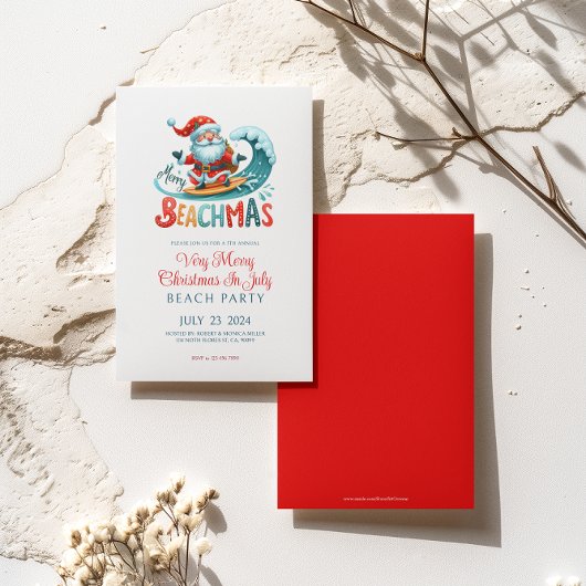 Frohe Weihnachten in Beachmas im Juli Party laden Einladung