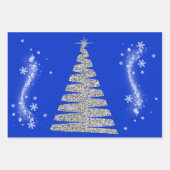 Frohe Weihnachten in Blau auf Silber | Geschenkpapier Set (Vorderseite 3)