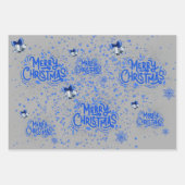 Frohe Weihnachten in Blau auf Silber | Geschenkpapier Set (Vorderseite 2)