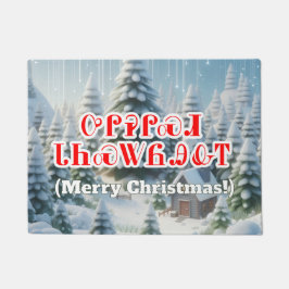 Frohe Weihnachten in Cherokee Schneehintergrund Fußmatte