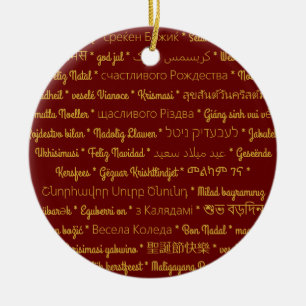 Frohe Weihnachten in den Fremdsprachen Keramikornament