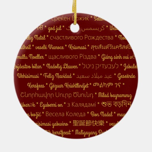 Frohe Weihnachten in den Fremdsprachen Keramikornament (Hinten)