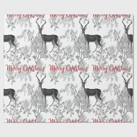 Frohe Weihnachten in den Kiefern Geschenkpapier (Flach)