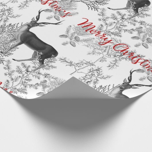 Frohe Weihnachten in den Kiefern Geschenkpapier (Ecke)