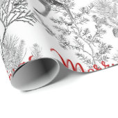 Frohe Weihnachten in den Kiefern Geschenkpapier (Rolleneckpunkt)