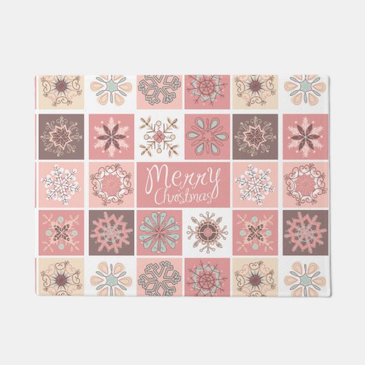 Frohe Weihnachten in den Pastellrosa Fußmatte (Vorderseite)