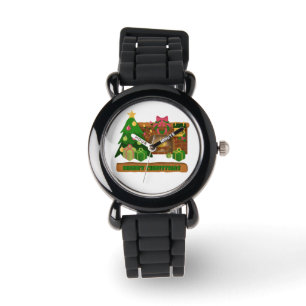 Frohe Weihnachten in der Nähe von Feuerfeuer Weihn Armbanduhr