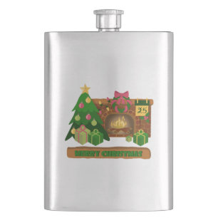 Frohe Weihnachten in der Nähe von Feuerfeuer Weihn Flachmann