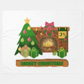 Frohe Weihnachten in der Nähe von Feuerfeuer Weihn Fleecedecke (Vorderseite (Horizontal))