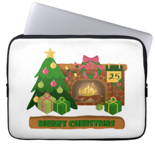 Frohe Weihnachten in der Nähe von Feuerfeuer Weihn Laptopschutzhülle