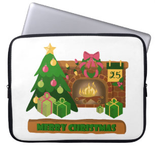 Frohe Weihnachten in der Nähe von Feuerfeuer Weihn Laptopschutzhülle