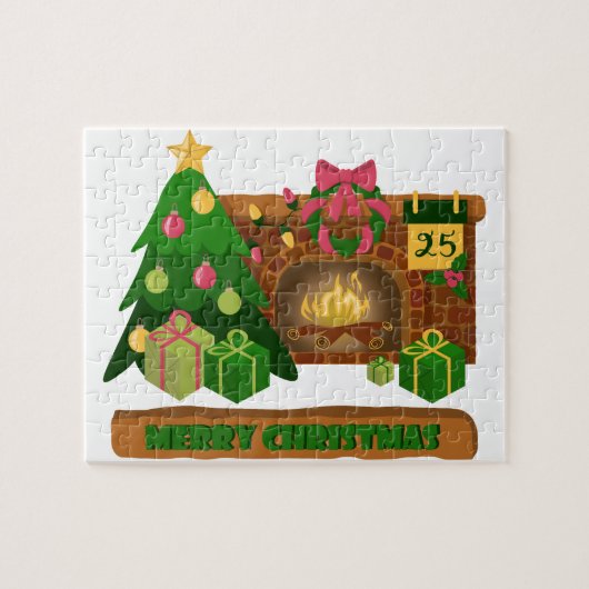 Frohe Weihnachten in der Nähe von Feuerfeuer Weihn Puzzle (Horizontal)