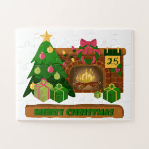 Frohe Weihnachten in der Nähe von Feuerfeuer Weihn Puzzle