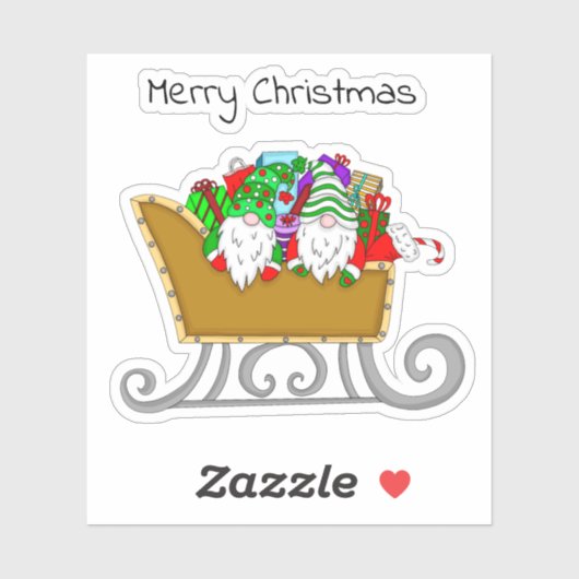 Frohe Weihnachten | In einem festlichen Schlitten Aufkleber (Blatt)