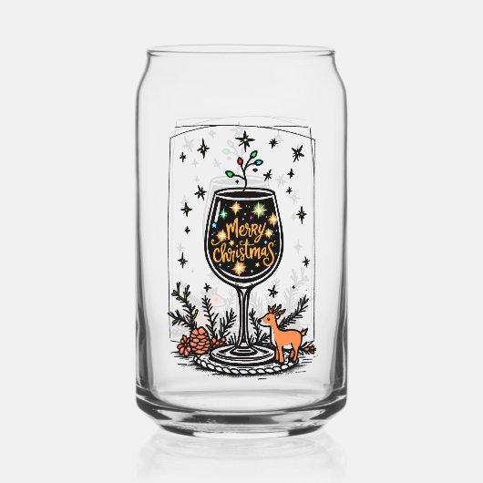 Frohe Weihnachten in einem Weinglas Dosenglas (Rückseite)