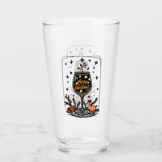 Frohe Weihnachten in einem Weinglas Glas (Vorderseite)