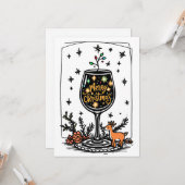 Frohe Weihnachten in einem Weinglas Karte (Vorderseite/Rückseite Beispiel)