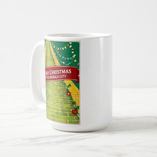 Frohe Weihnachten in Emerald City Kaffeetasse (Vorderseite Links)