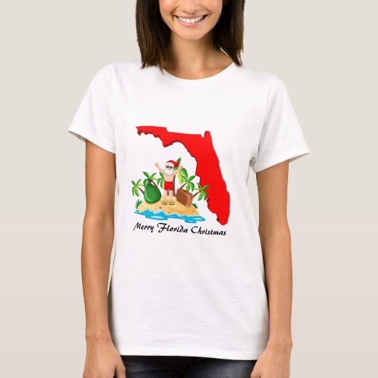 Frohe Weihnachten in Florida! Santa und Palmen T-Shirt (Vorderseite)