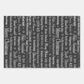 Frohe Weihnachten in Fremdsprachen Schwarz Geschenkpapier Set (Vorderseite)